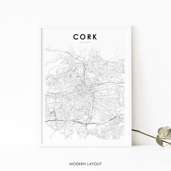 Cork Ireland Map Print, Map Art Poster, Corcaigh Munster, City Street Road Map Print, Nursery Room Wall Office Decor, Printable Map