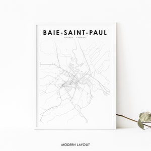 Baie-Saint-Paul Québec carte impression, QC Canada carte Art affiche, Québec ville rue carte routière impression, pépinière chambre mur bureau décor, carte imprimable