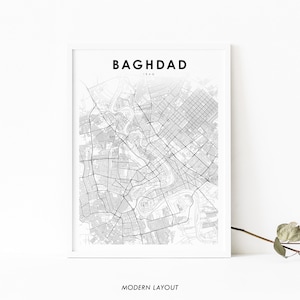 Baghdad Area Iraq Map Print, Map Art Poster, مدينة بغداد Bagdad, City Street Road Map Print, Nursery Room Wall Office Decor, Printable Map