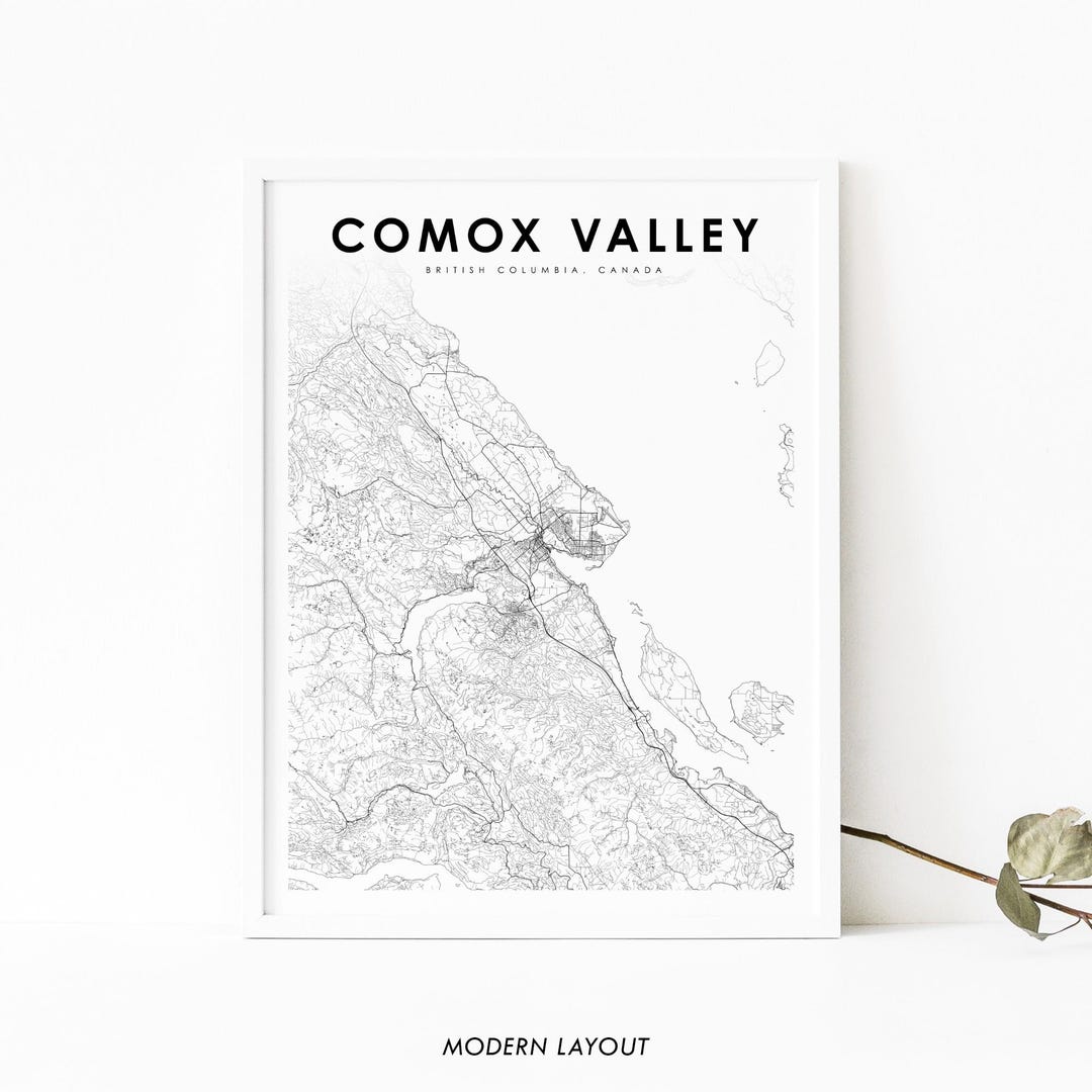 Comox Valley BC Map Print, Vancouver Island British Columbia Canada Map ...