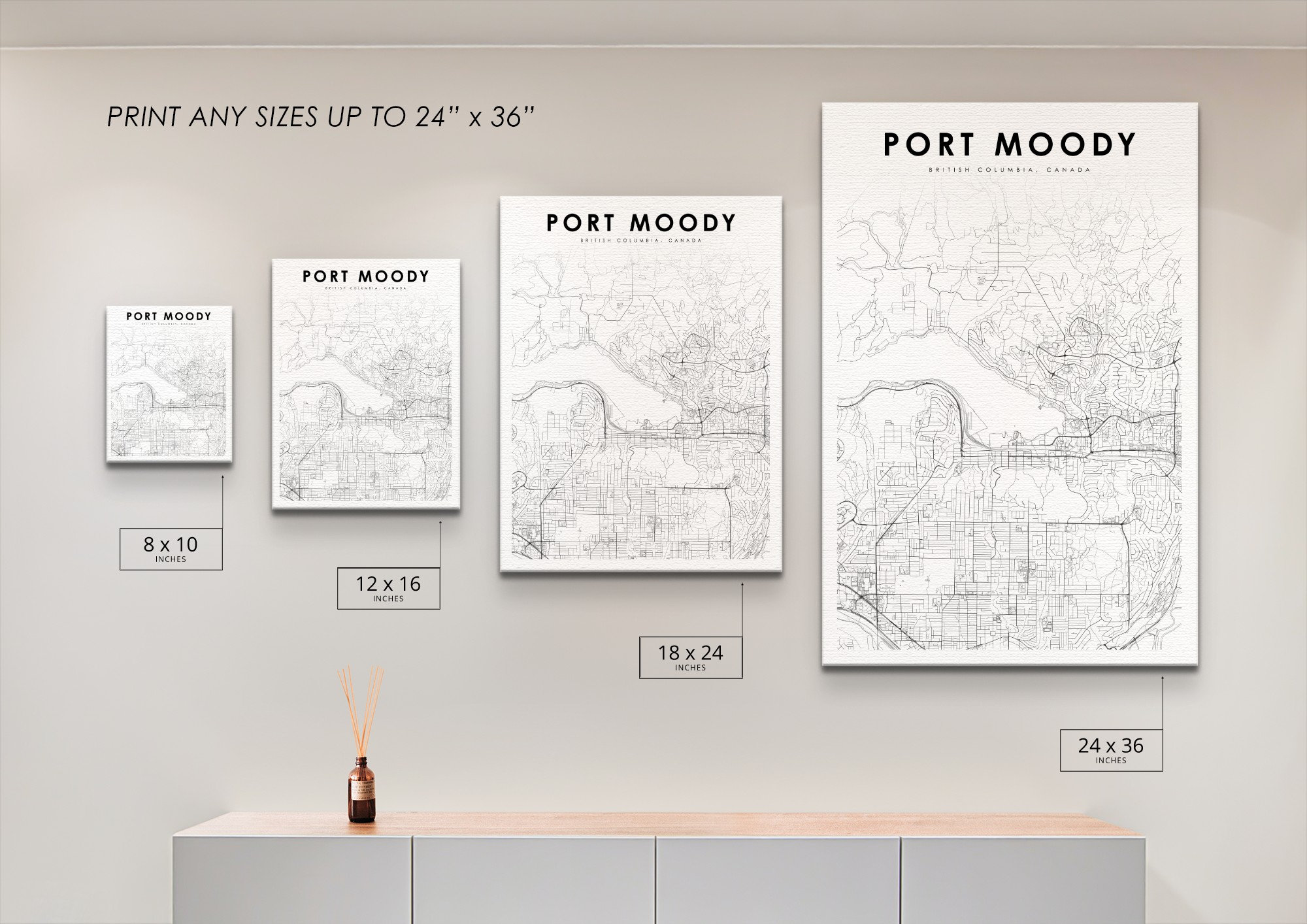Port Moody BC Map Print British Columbia Canada Map Art Etsy Canada