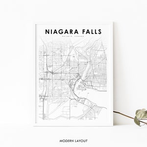 Niagara Falls Canada Map Print, Ontario ON Canada Map Art Poster, City Street Road Map Print, Nursery Room Wall Office Decor, Printable Map image 1