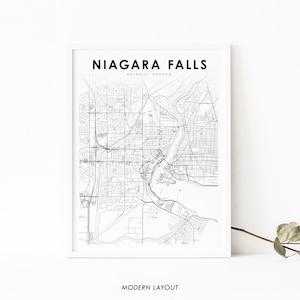 Niagara Falls Canada Map Print, Ontario ON Canada Map Art Poster, City Street Road Map Print, Nursery Room Wall Office Decor, Printable Map