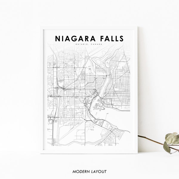 Niagara Falls Canada Map Print, Ontario ON Canada Map Art Poster, City Street Road Map Print, Nursery Room Wall Office Decor, Carte imprimable