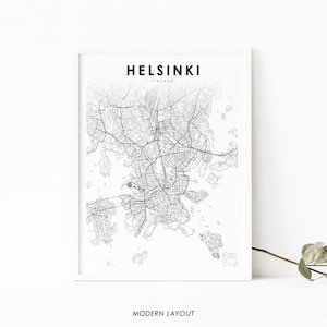 Helsinki Finlandia Mapa Wydruk, Mapa Art Plakat, Helsingin Fińska, Mapa Drogowa Miasta Wydruk, Dekoracja Ścienna Do Pokoju Dziecięcego, Wydrukowana Mapa