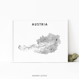 Oostenrijk kaart afdrukken, land routekaart poster, Republik Österreich kaart kunst, kinderkamer muur kantoor decor, afdrukbare kaart