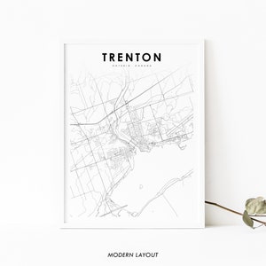 Trenton Ontario Map Print, ON Canada Map Art Poster, Quinte West, City Street Road Map Print, Nursery Room Wall Office Decor, Printable Map