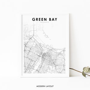 Green Bay WI Karte Print, Wisconsin USA Karte Kunst Poster, Brown County City Street Road Map Print, Kinderzimmer Wand Büro Dekor, druckbare Karte