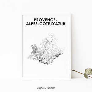 Provence-Alpes-Côte d'Azur Frankreich Karte Drucken, PACA Straßenkarte Kunst Poster, Marseille Karte Kunst, Kinderzimmer Wand Büro Dekor, druckbare Karte