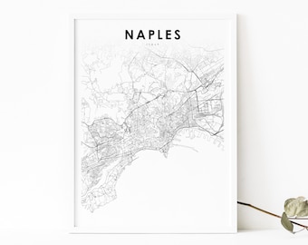 Naples Italy Map Print, Napoli Italia Map Art Poster, City Street Road Map Print, Nursery Room Wall Office Decor, Printable Map