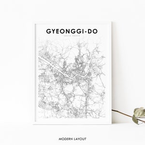 Gyeonggi-do Map Print, South Korea Map Art Poster, 경기 경기도 대한민국 한국, City Street Road Map Print, Nursery Room Wall Office Decor, Printable Map