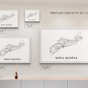 Nova Scotia Map Print, NS Canada State Road Map Print, Halifax, Map Art Poster, Nursery Room Wall Office Decor, Printable Map image 6