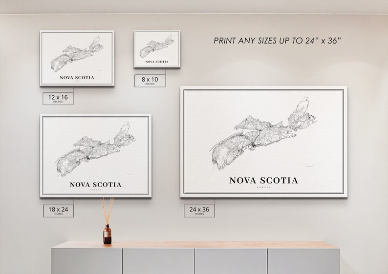 Nova Scotia Map Print, NS Canada State Road Map Print, Halifax, Map Art Poster, Nursery Room Wall Office Decor, Printable Map image 6