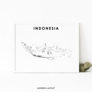 Impresión de mapas de Indonesia, cartel de arte de la hoja de ruta, arte del mapa de Yakarta Java Sumatra, impresión de mapas del país, decoración de la oficina de la pared de la sala de la guardería, mapa imprimible