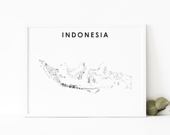 Indonesia Map Print, Road Map Art Poster, Jakarta Java Sumatra Map Art, Country Map Print, Nursery Room Wall Office Decor, Printable Map