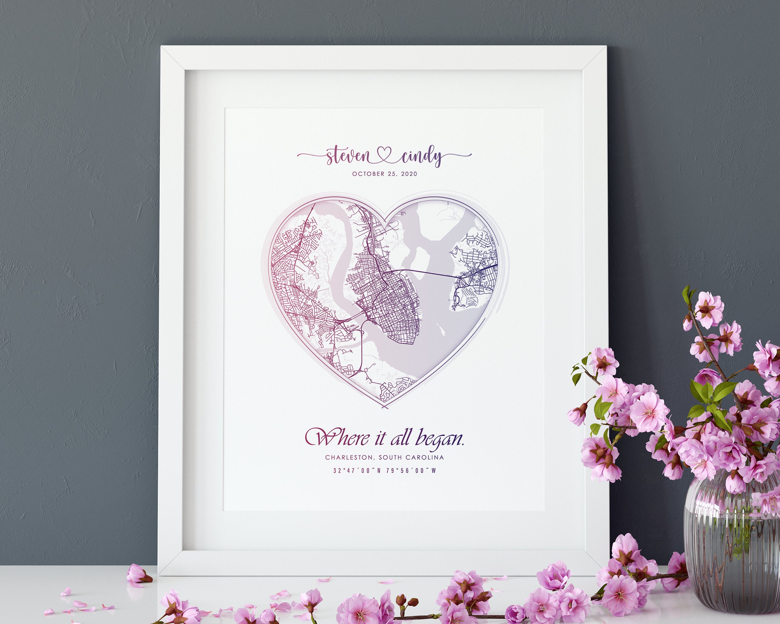 Personalized Heart Map Print One Heart A Wedding Gift Etsy Australia Personalized Heart Map Print One Heart A Wedding Gift Etsy Australia