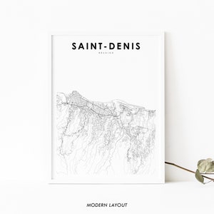 Saint-Denis Reunion Map Print, Réunion Map Art Poster, La Réunion City Street Road Map Print, Nursery Room Office Wall Decor, Printable Map
