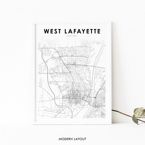 West Lafayette IN Map Print Indiana USA Map Art Poster - Etsy España