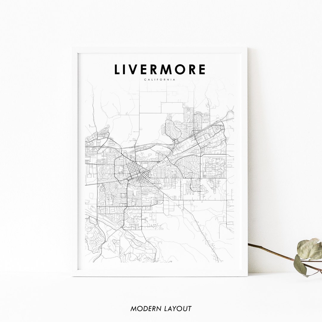 Livermore CA 1889 Restored Map Vintage City Maps, 50 OFF