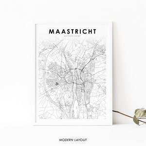 Impressão de mapa de Maastricht Holanda, pôster de arte de mapa, Maestricht Limburg, impressão de mapa de ruas da cidade, decoração de escritório de parede de berçário, mapa para impressão