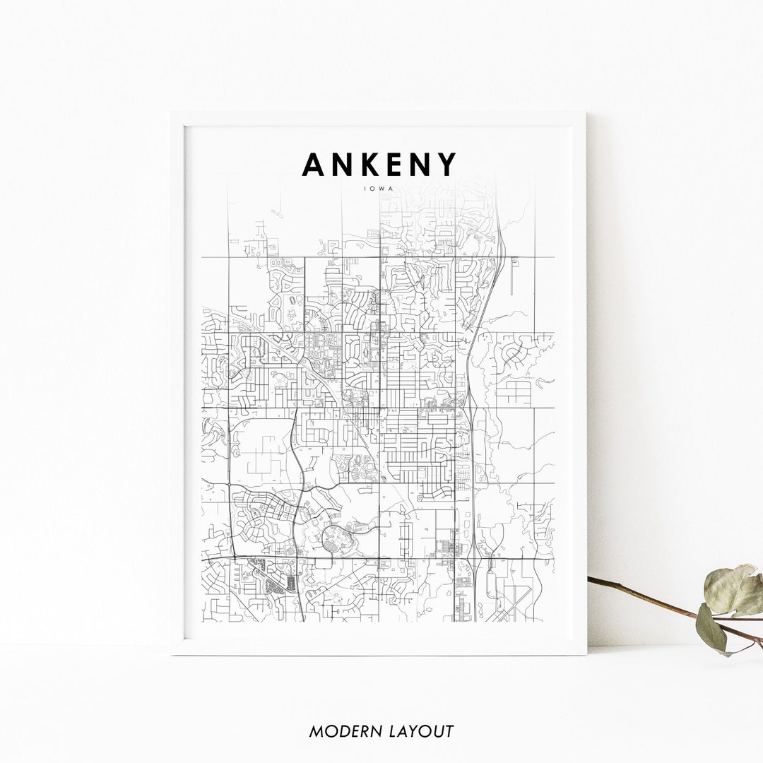 Ankeny IA Map Print, Iowa USA Map Art Poster, City Street Map Print