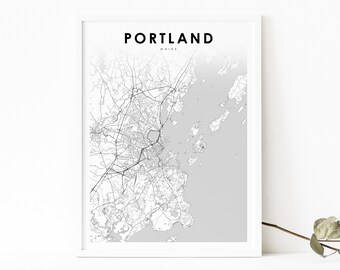 Portland Area ME Map Print, Maine USA Map Art Poster, Cumberland, City Street Road Map Print, Nursery Room Wall Office Decor, Printable Map