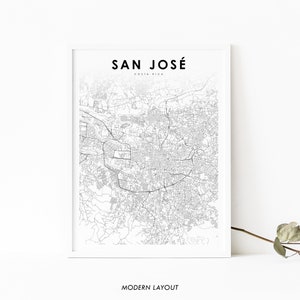 San Jose Costa Rica kaart afdrukken, kaart kunst poster, San José Chepe, stad straat routekaart afdrukken, kinderkamer muur kantoor decor, afdrukbare kaart