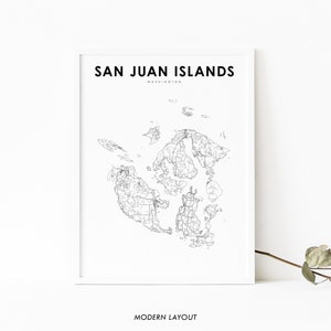 San Juan Islands WA kaart afdrukken, Washington USA kaart Art Poster, City Street routekaart afdrukken, kinderkamer muur Office Decor, afdrukbare kaart