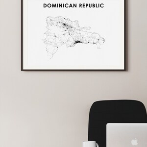 Dominican Republic Map Print, Road Map Art Poster, Dominicana Dominica ...