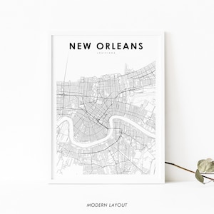 New Orleans Area LA Map Print, Louisiana USA Kaart Art Poster, City Street Road Map Print, Kinderkamer Wall Office Decor, Afdrukbare kaart