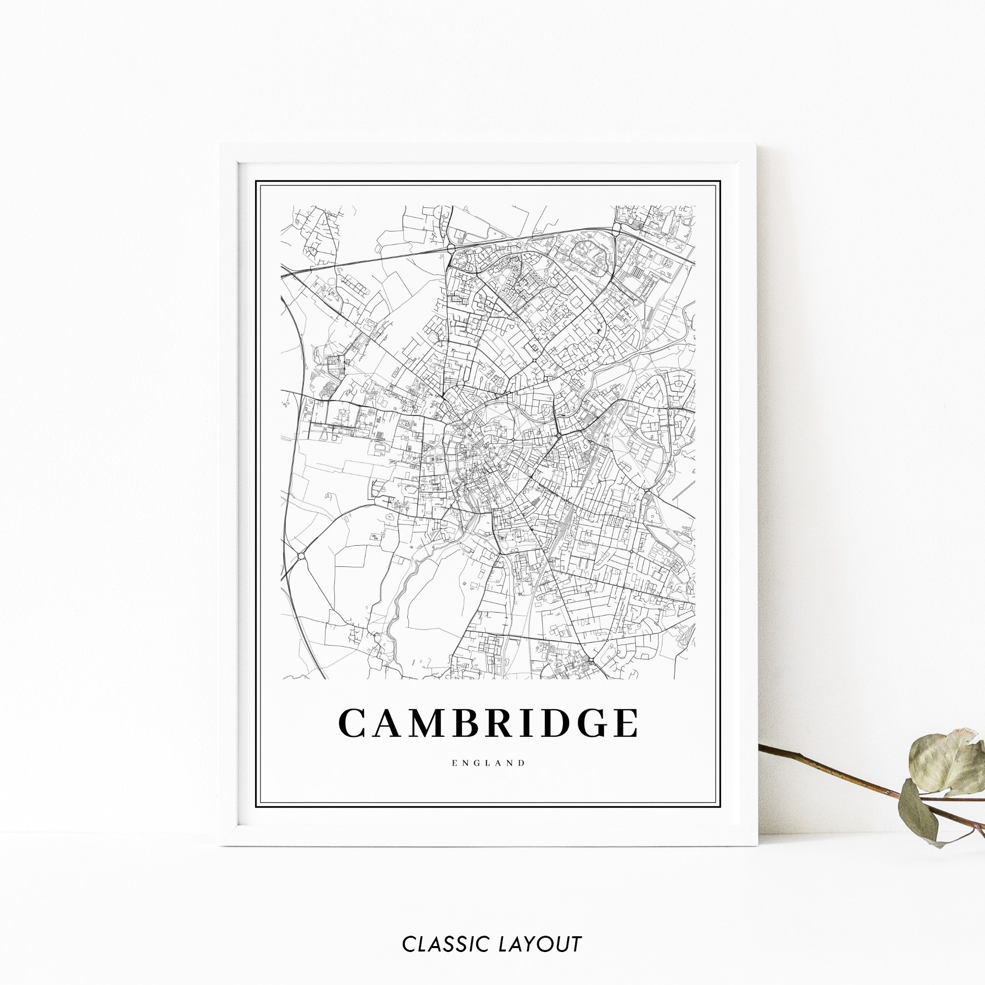 Cambridge England Map Print United Kingdom UK Map Art Poster - Etsy UK