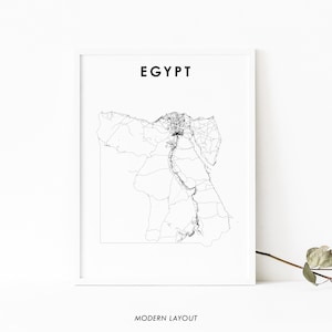 Egypte kaart afdrukken, land routekaart poster, Cairo Arabische Republiek Sinaï kaart kunst, kinderkamer muur kantoor decor, afdrukbare kaart