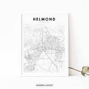 Impressão de mapa de Helmond Holanda, pôster de arte de mapa de Héllemond Nederland, impressão de mapa de estradas de ruas da cidade, decoração de parede de escritório de berçário, mapa para impressão
