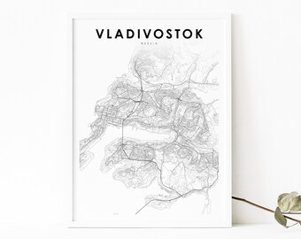 Vladivostok Russia Map Print, Владивосток Россия Map Art Poster, City Street Road Map Print, Nursery Room Wall Office Decor, Printable Map