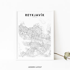 Impressão de mapa de Reykjavik Islândia, pôster de arte de mapa, Reykjavík Ísland, impressão de mapa de estradas de ruas da cidade, decoração de parede de quarto de berçário, mapa para impressão