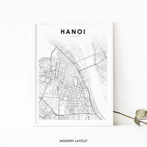 Hanoi Innenstadt Karte Druck, Hà Nội Việt Nam Viet Nam Karte Kunst Poster, Stadt Straße Straßenkarte Druck, Zimmer Büro Wanddekor, druckbare Karte
