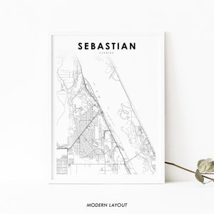 Sebastian FL Karte Print, Florida USA Karte Kunst Poster, Indian River County City Street Road Map Print, Kinderzimmer Büro Wand Dekor printable
