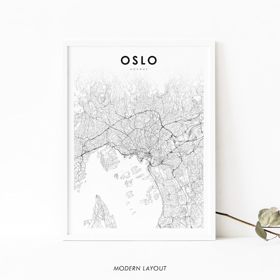 Oslo Area Norway Map Print, Østlandet Map Art Poster, City Street Road Map Print, Nursery Room Office Wall Decor, Printable Map