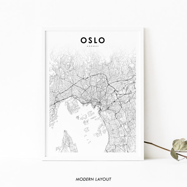 Oslo Area Norway Map Print, Østlandet Map Art Poster, City Street Road Map Print, Nursery Room Office Wall Decor, Printable Map