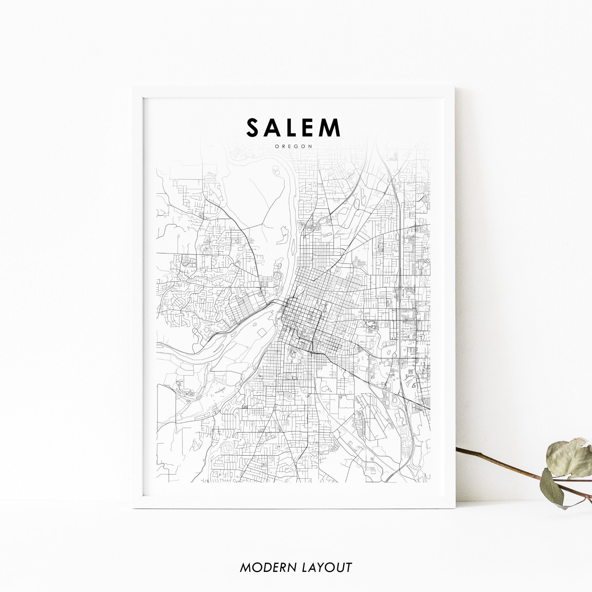 Salem Oregon Street Map Salem Or Map Print Oregon Usa Map Art Poster Marion | Etsy Ireland