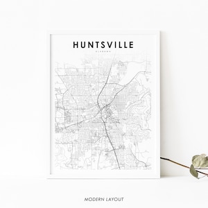 Huntsville AL Map Print, Alabama USA Karte Art Poster, Morgan County City Street Road Map Print, Kinderzimmer Wand Büro Dekor, druckbare Karte