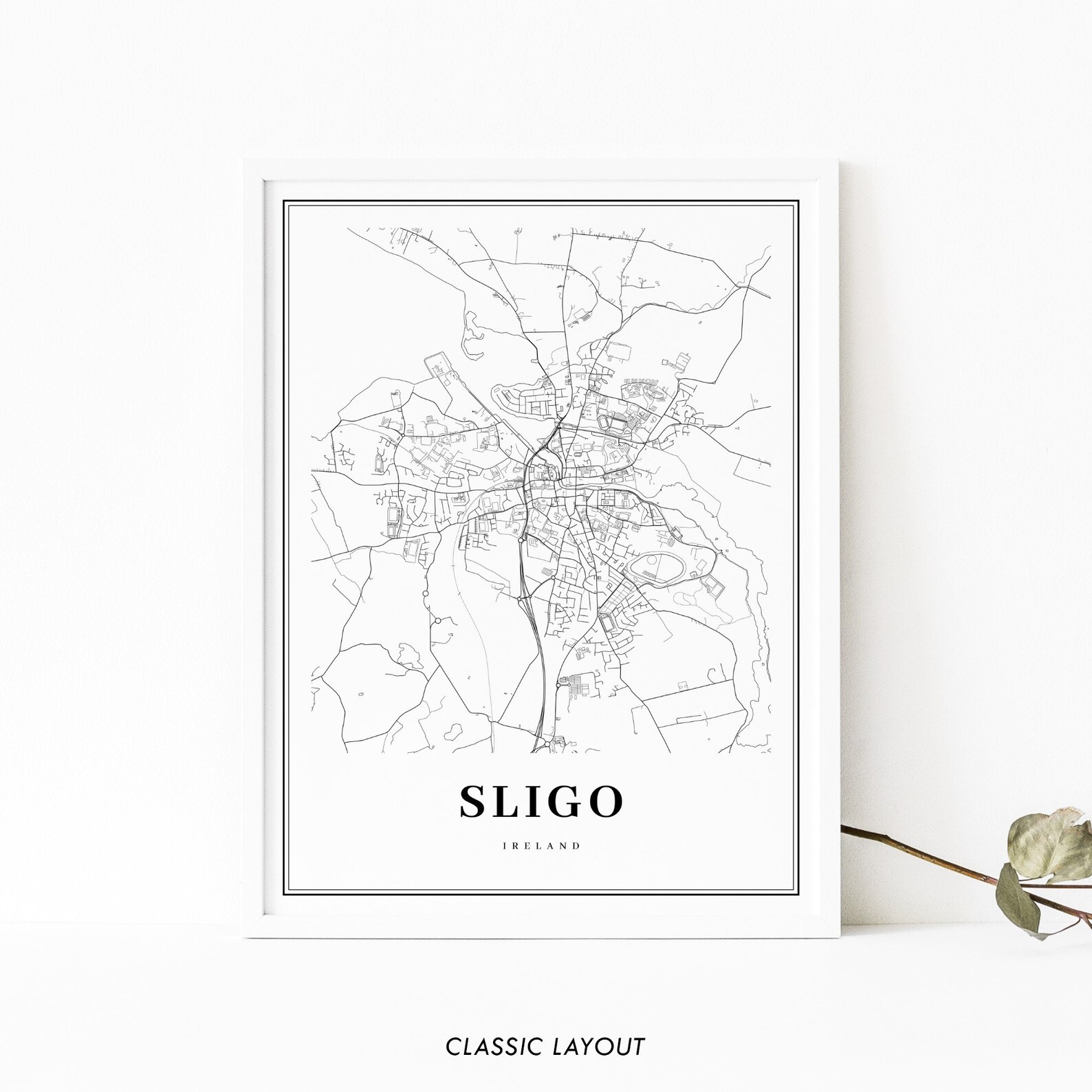 Sligo Ireland Map Print UK Map Art Poster Sligeach Connacht | Etsy