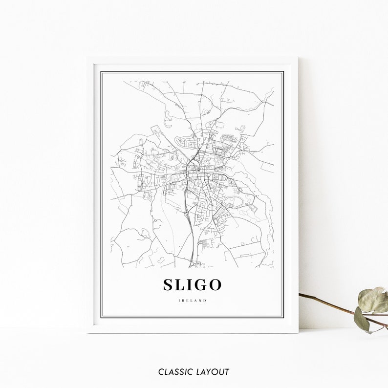 Sligo Ireland Map Print UK Map Art Poster Sligeach Connacht | Etsy