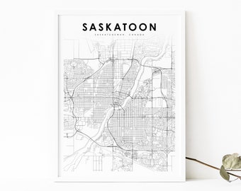 Impresión de mapas de Saskatoon Saskatchewan, cartel de arte de mapas de SK Canadá, impresión de mapas de carreteras de la calle de la ciudad, decoración de la oficina de la pared de la guardería, mapa imprimible