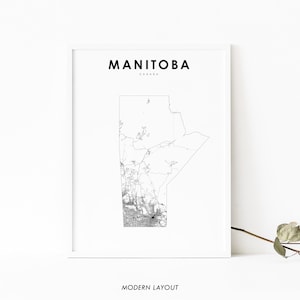 Impression de carte du Manitoba, impression de carte routière de l’État du Canada MB, affiche d’art de carte du Canada, décor de bureau mural de chambre d’enfant, carte imprimable