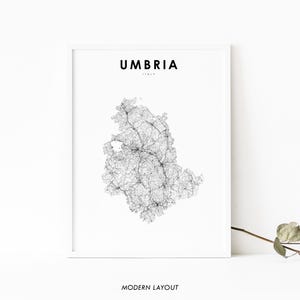 Umbrien Italien Karte Druck, Umbrien Italien Karte Kunst Poster, Perugia Karte Kunst, Trasimenischer See, Zimmer Büro Wanddekoration, druckbare Karte