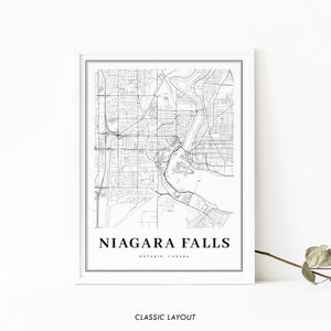 Niagara Falls Canada Map Print, Ontario ON Canada Map Art Poster, City Street Road Map Print, Nursery Room Wall Office Decor, Printable Map image 2