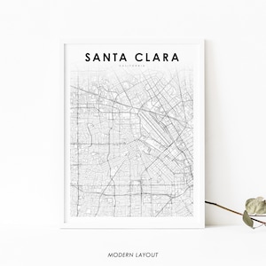 Santa Clara CA Map Print, California USA Map Art Poster, San Jose, City Street Road Map Print, Nursery Room Wall Office Decor, Printable Map