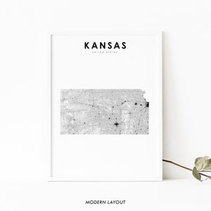Kansas Map Print, State Road Map Print, KS USA United States Map Art Poster, Nursery Room Wall Office Decor, Printable Map
