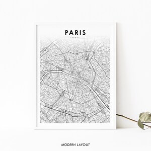 Impressão de mapa do centro de Paris França, pôster de arte de mapa, Île-de-France, impressão de mapa de estradas da cidade, decoração de parede de quarto de berçário, mapa para impressão